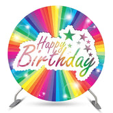 Regenbogen Stern Glücklich Geburtstag Runden Hintergrund Abdeckung